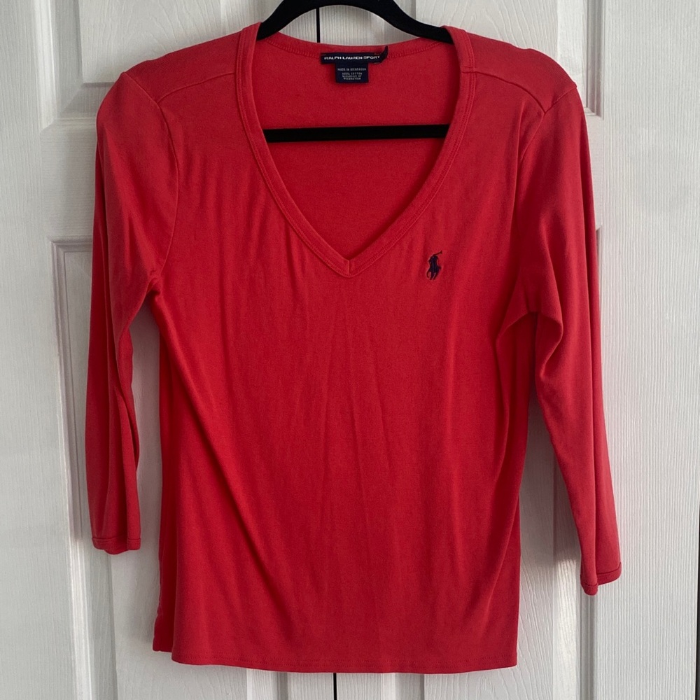 Ralph Lauren Vibrant Red V-Neck Blouse